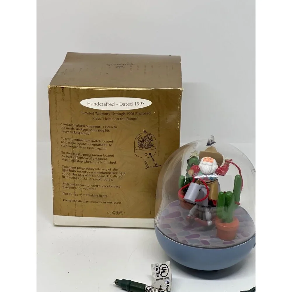 VTG 90s Hallmark Magic Ornament Home On The Range Santa Cowboy Boxed Collectible